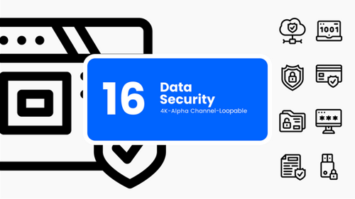 Minimalist Data Security Icons Animation with Alpha Channel