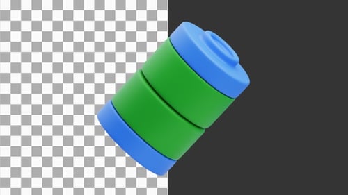 Animation 3D d'une batterie rechargeable haute capacité | Alpha Channel