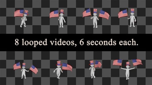 Animated 3D Characters Waving American Flags for Patriotic Events