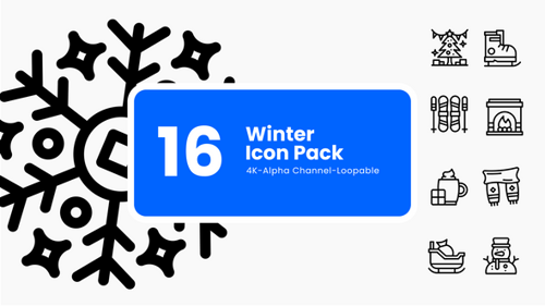 16 Animated Winter and Christmas Line Icons