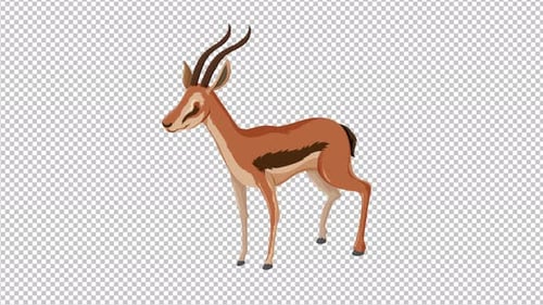 Animated Cartoon Gazelle Standing on Transparent Background