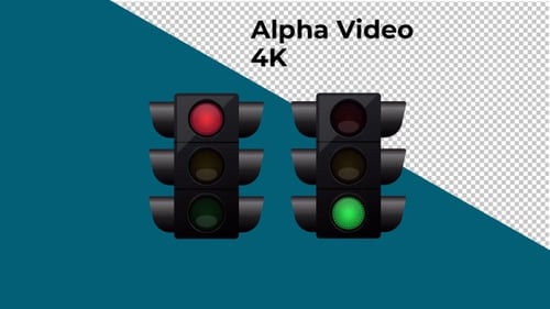 Animated Traffic Light Signals Cycling