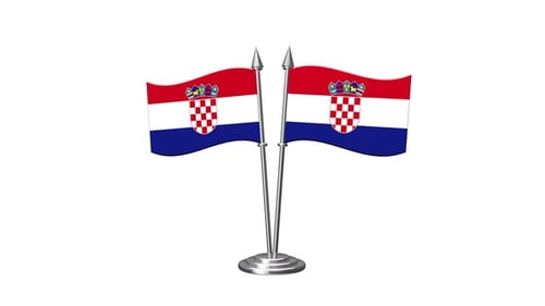 3D Croatian Flags Waving on Desk Stand