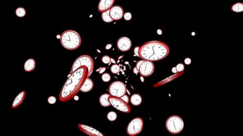 Horloges 3D Falling, à boucle, avec Alpha Matte