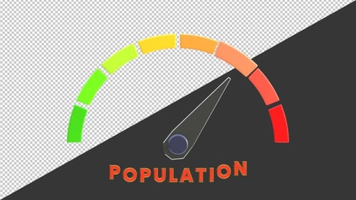 3D Population Gauge Meter Going Up | Alpha Channel