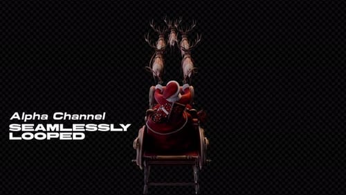 Santa On Sleigh And Reindeers Back View