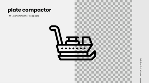 Minimalist Plate Compactor Icon Animation with Alpha Channel