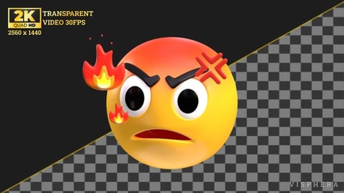 Animated 3D Angry Emoji With Flames