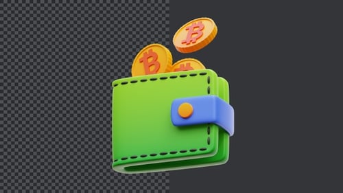 3D Cryptocurrency Bitcoin Wallet Animation