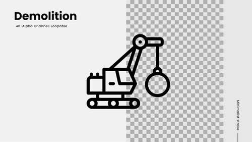 animación de iconos de línea de demolición