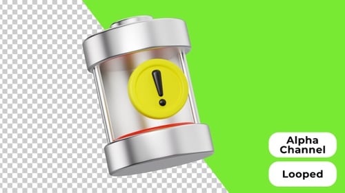 3D Animated Low Battery | Alpha Channel