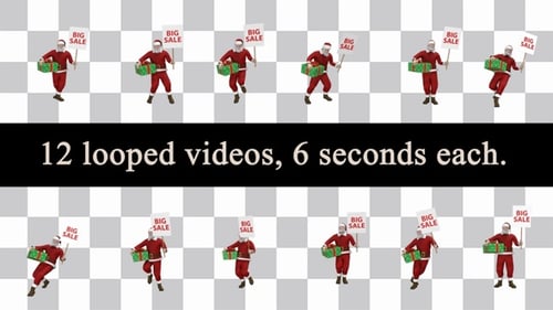 Animated Christmas Santa Claus Character Pack with Sale Sign