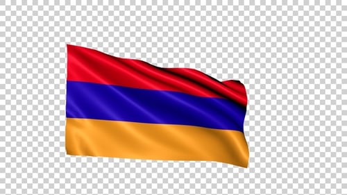 Realistic Waving Flag of Armenia with Alpha Channel