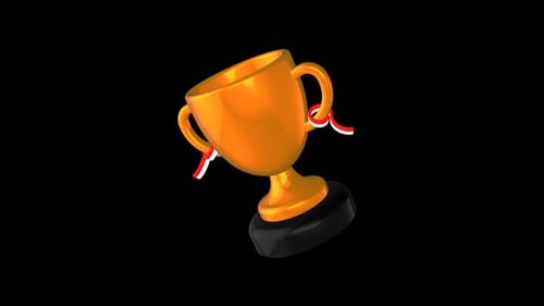 Victory trophy celebration animation on transparent background