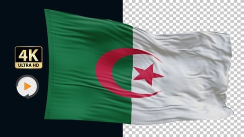 National Flag of Algeria Waving Animation