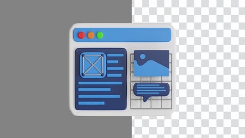 Animación 3D del diseño de interfaz de usuario azul | Alpha Channel