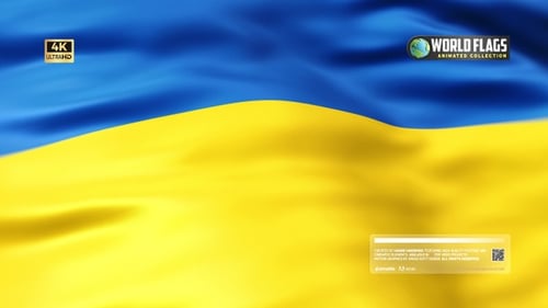 Waving Ukrainian Flag Motion Background Loop