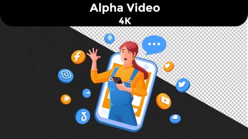 Animated Flat Design Social Media Marketing Concept