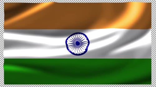 Realistic Waving India Flag Animation with Alpha Channel