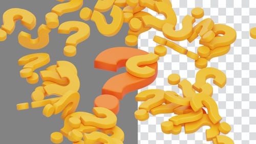 3D Animation of Question Marks Falling From Above | Alpha Channel