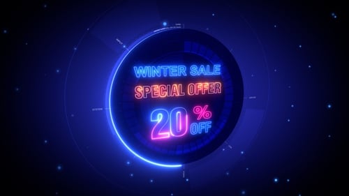 Futuristic Neon Sale Offer 20 Percent Discount Animation