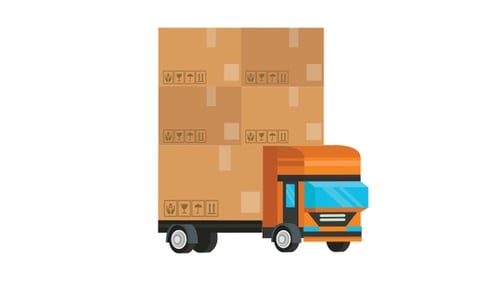 Flat Design Animation of a Delivery Truck with Boxes