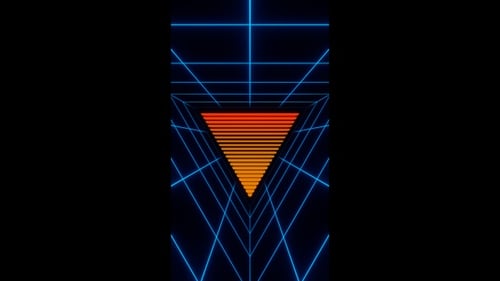 Vertikaler Video-Retro-Synthwave-Dreiecks-Frame-Loop-Animationshintergrund