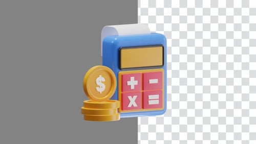 3D Animation of Financial Calculation Accurate Budgeting and Planning | Alpha Channel