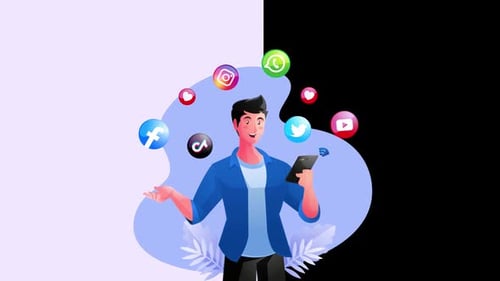 Animated Social Media Marketing with Floating Application Icons