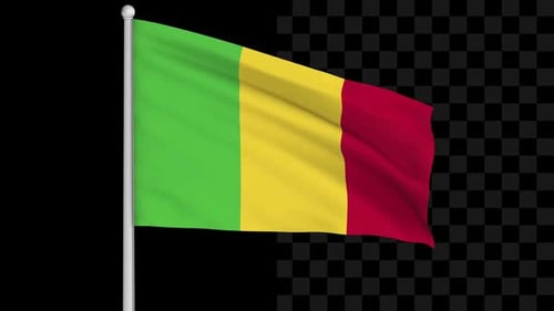 Waving Mali Flag Animation with Alpha Channel