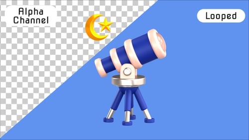Animation 3D du télescope islamique d'observation de la lune | Alpha Channel
