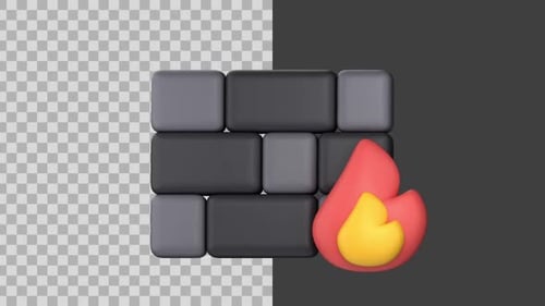 Animiertes 3D-Firewall-Symbol