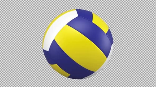 Animated 3D Rotating Volleyball Ball on Transparent Background