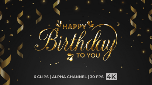 Happy Birthday Metallic Cursive Title Animation Pack