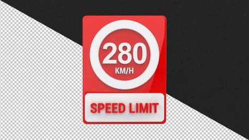 Speed sign board 280km - 4K