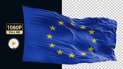 Realistic Waving European Union Flag Animation