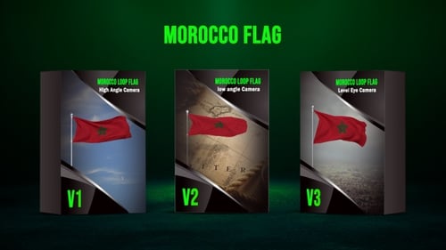 Looping Waving Moroccan Flag Animation with Multiple Views