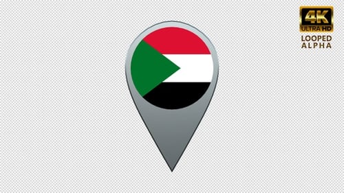 3D Spinning Map Pin with Sudan Flag