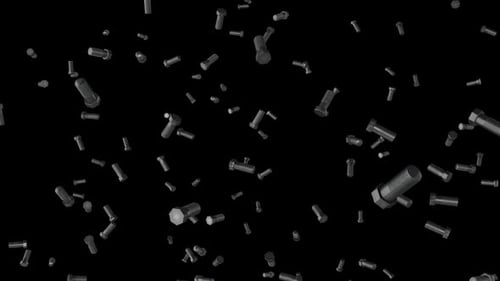 Falling 3D Metal Bolts Seamless Loop Animation