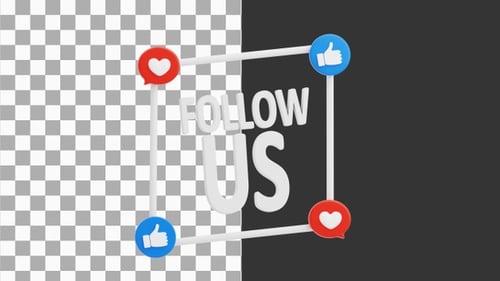 3D Follow Us Frame | Alpha Channel