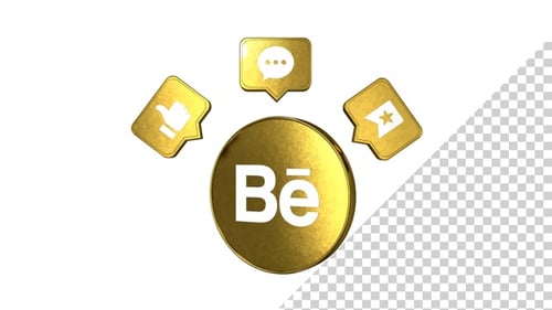 Animated 3D Golden Social Media Icons for Business Engagement