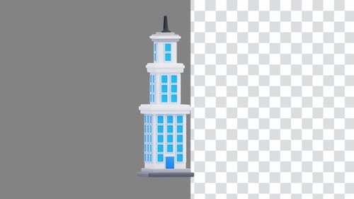 3D Animation of Skyscraper Building | Alpha Channel