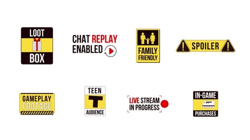 Viewer advisory and content label signs animation set