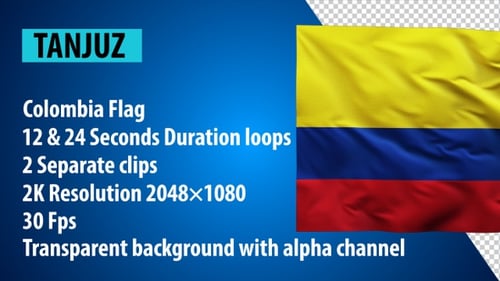 Waving Flag of Colombia with Alpha Channel