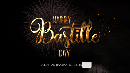 Elegant Gold Script Happy Bastille Day Title Animation