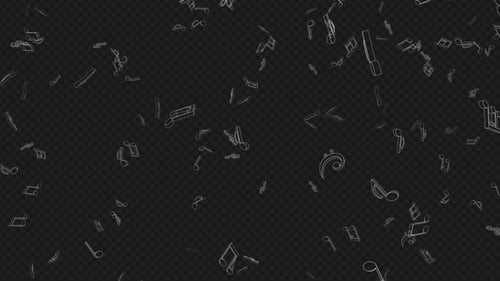 Paket mit Overlay-Animationen für Musiknoten auf Alpha-Kanal, Loop