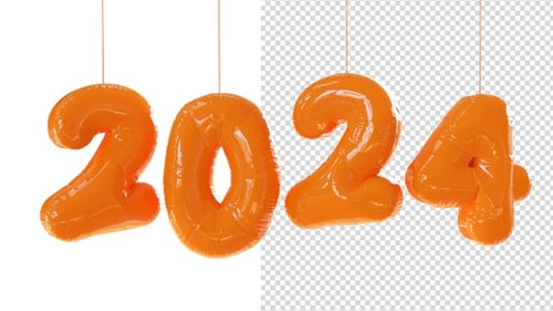 New Year 2024 Balloon Numbers Celebration