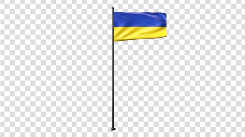 Waving Ukraine Flag on Flagpole Animation