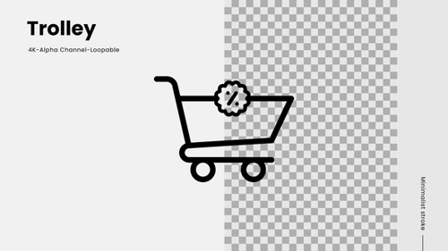 Minimalist Shopping Cart Icon Animation with Discount Reveal