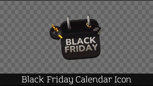 Animated 3D Black Friday Calendar Icon with Discount Tag